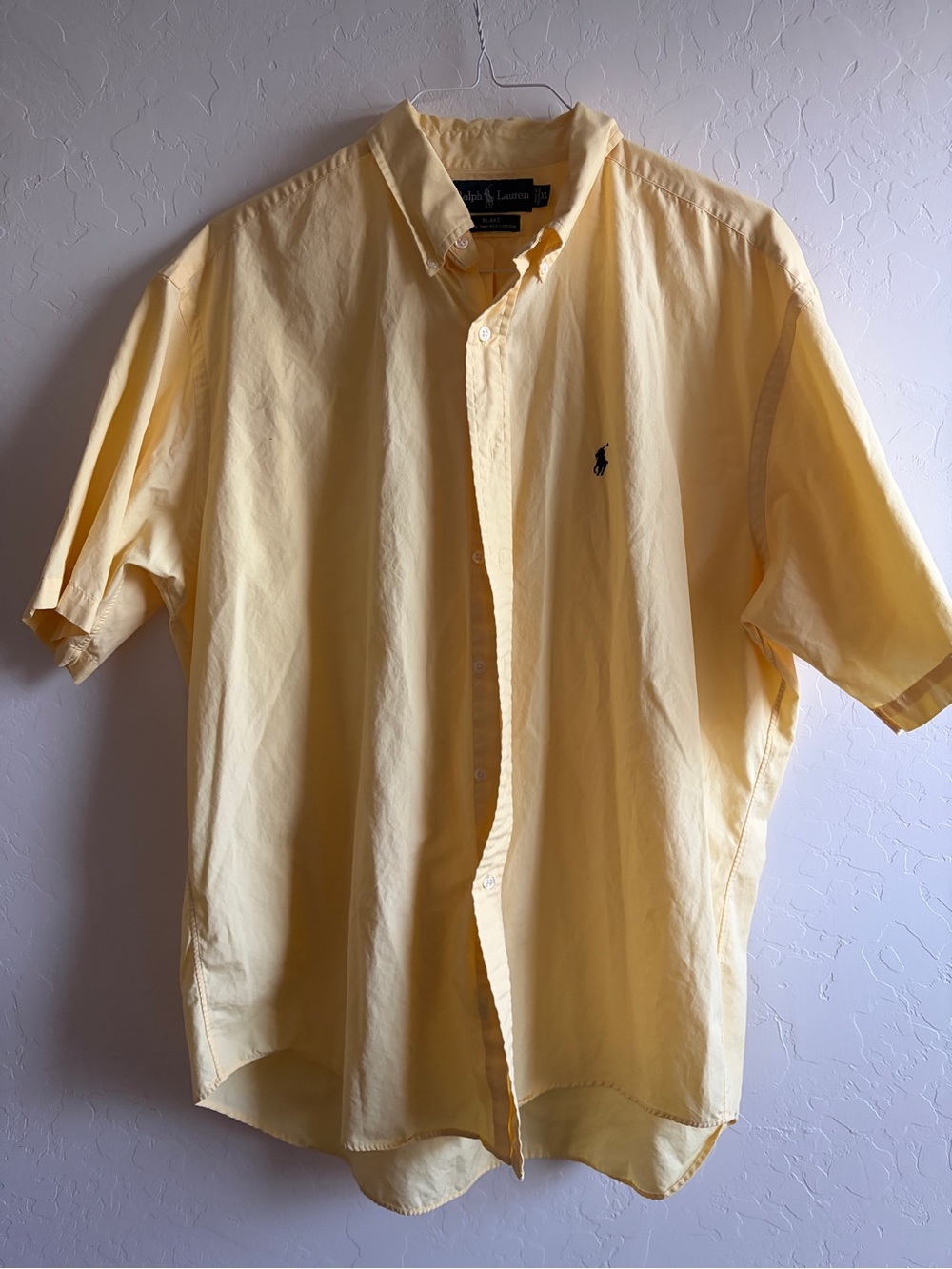 Ralph Lauren Short Sleeve Button-Down Shirt in Pale Yellow